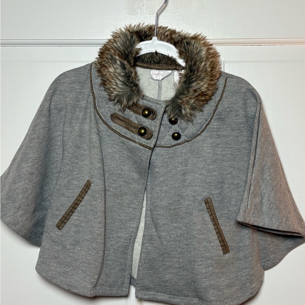 Savannah Faux Fur Trimmed Cape